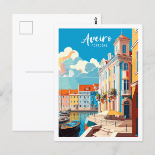 Aveiro Portugal vintage reisplaats illustratie Briefkaart