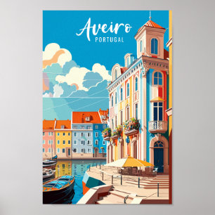 Aveiro Portugal vintage reisplaats illustratie Poster