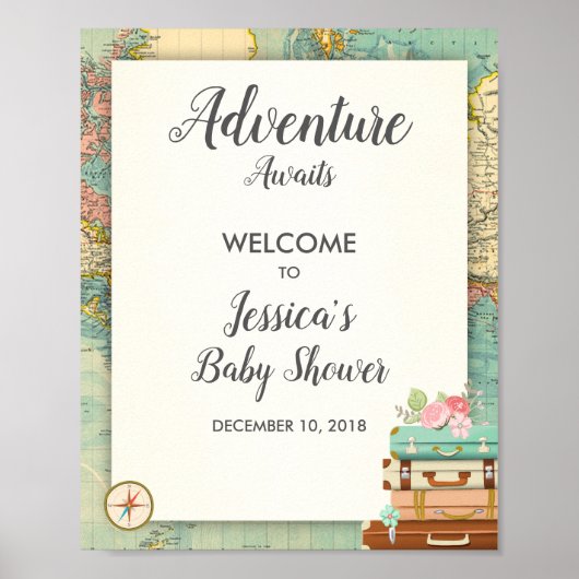 Aventure Attend Baby shower Affiches de bienvenue  (Devant)