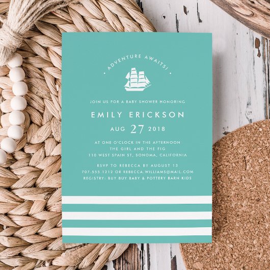 Aventure Attend | Invitation Baby shower nautique