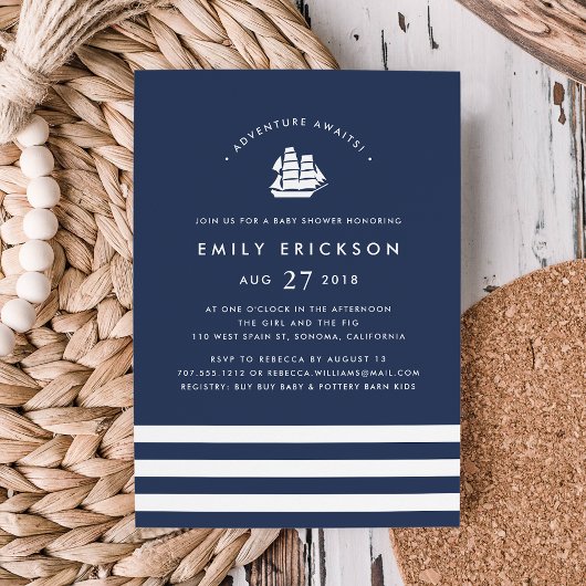 Aventure Attend | Invitation Baby shower nautique