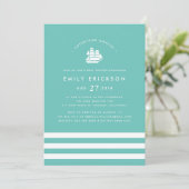 Aventure Attend | Invitation Baby shower nautique (Debout devant)