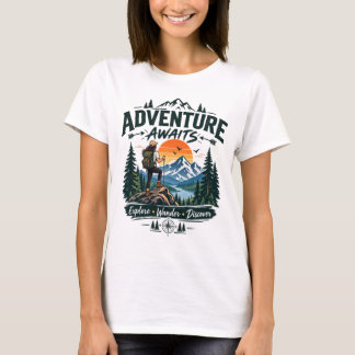 Aventure Attend T-Shirt de Randonnée en Montagne e
