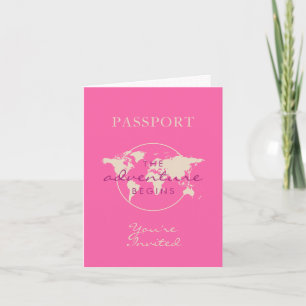 Aventure carte rose Baby Shower Passeport Plié