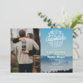 Aventure commence Baby shower Photo Invitation (Debout devant)