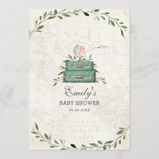 Aventure Commence Bagages Carte verte Menu Mariage (Dos)