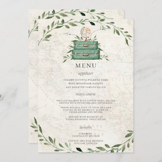 Aventure Commence Bagages Vert Carte Douche Menu (Devant / Derrière)