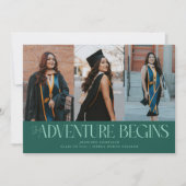 Aventure commence carte de fin d'études verte mult (Devant)