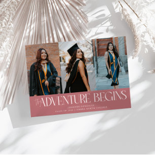 Aventure Commence Carte Multi Photo Rose