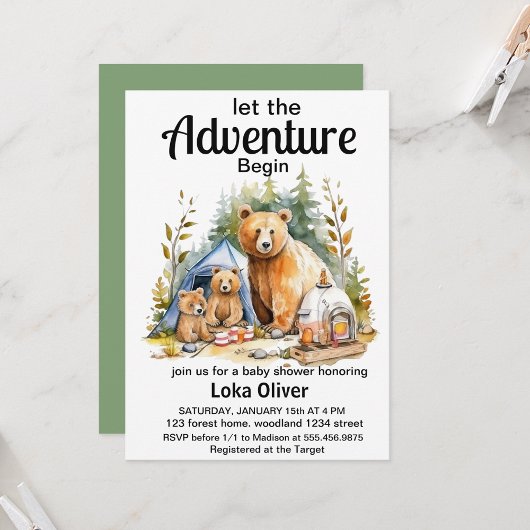 Aventure Commencer Woodland Baby shower Invitation