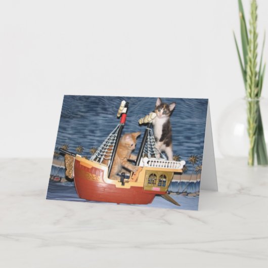 Aventure d'anniversaire - Chat / Kitten Carte d'an (Devant)