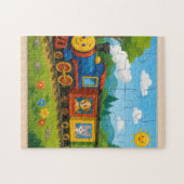 Aventure de train de puzzle d'animaux heureux (Horizontal)