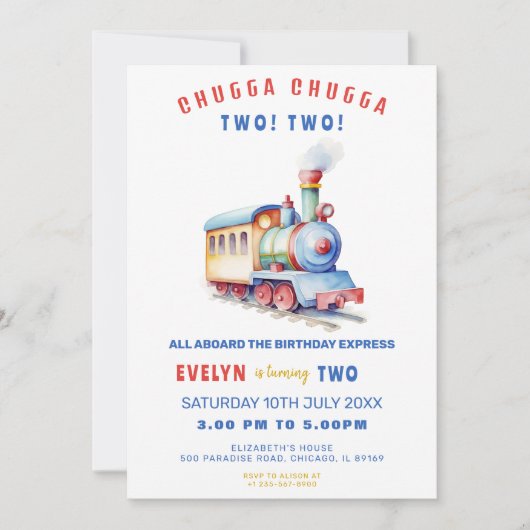 Aventure ferroviaire modifiable Invitation d'anniv (Devant)
