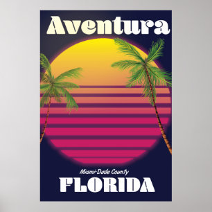 Aventure Floride USA affiche de voyage années 80