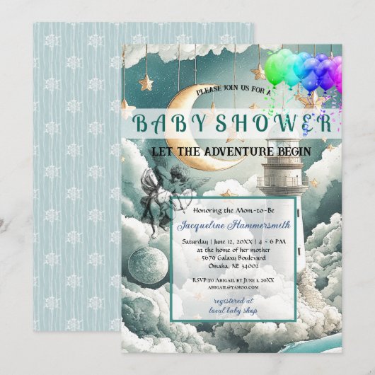 Aventure Genre Neutre Baby shower Invitation (Devant / Derrière)