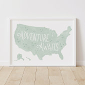 Aventure Vert Menthe Attend Carte US Décoration Ch