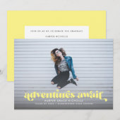 Aventures Attente (Jaune) Graduation Invitation (Devant / Derrière)