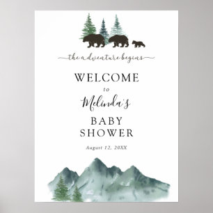 Aventuur Begint Beer Baby Shower Welkomstposter Poster