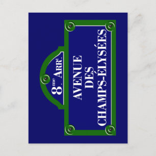 Avenue des Champs-Elyses, Paris Street Sign Briefkaart