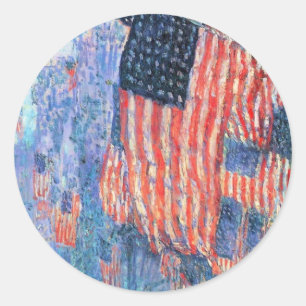 Avenue in de Regen door Frederick Childe Hassam Ronde Sticker