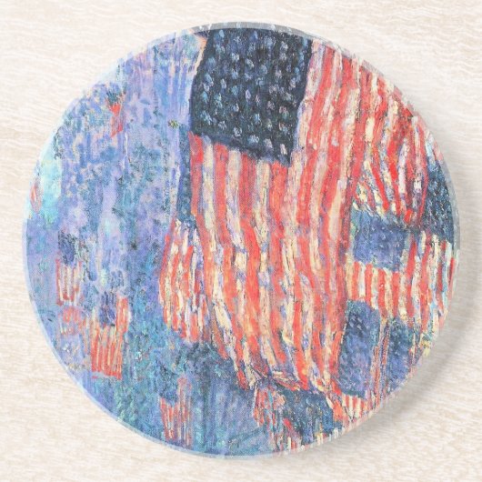 Avenue in de Regen door Frederick Childe Hassam Zandsteen Onderzetter (Voorkant)