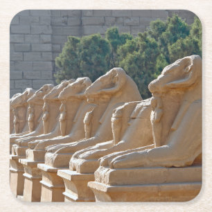 Avenue Sphinxes in Karnak Temple - Egypte Vierkante Kartonnen Onderzetter
