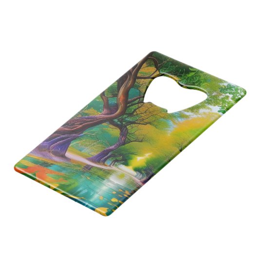 Avenue Trees najaarsbladeren Kredietkaart Flessenopener (Achterkant Gekanteld)