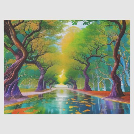 Avenue Trees najaarsbladeren Tissuepapier (Voorkant)