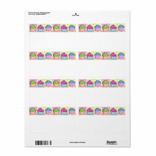 AVERA ÉTIQUETTE - CUPCAKES Pop Art (Feuille entière)