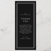 AVERA Modern Black Mariage Table Merci Cartes (Devant)
