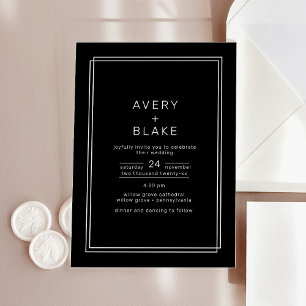 AVERA moderne Faire-part de mariage acrylique noir