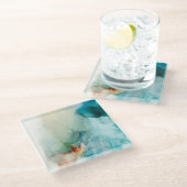 Aversion - Blue Waterverf Glazen Onderzetter (Schuin)