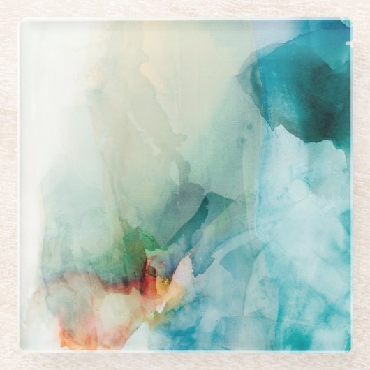 Aversion - Blue Waterverf Glazen Onderzetter (Voorkant)