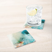 Aversion - Blue Waterverf Vierkante Kartonnen Onderzetter (Insitu)