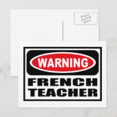Avertissement Carte postale ENSEIGNANT FRANÇAIS (Devant / Derrière)