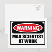 Avertissement CARTESIEN FOU AU TRAVAIL Carte posta (Devant / Derrière)