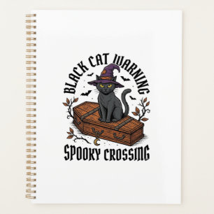 Avertissement Chat Noir Halloween Sorcière Vintage