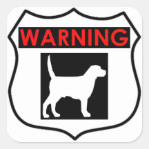 AVERTISSEMENT CHIEN AUTOCOLLANT CARRÉ BRILLANT
