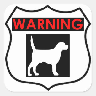 AVERTISSEMENT CHIEN AUTOCOLLANT CARRÉ BRILLANT