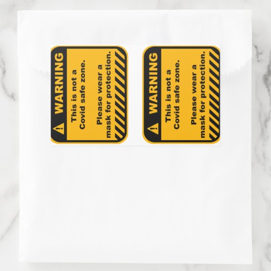 Avertissement Covid zone papier autocollant (Sac)