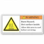 Avertissement Étiquette de risque de brûlure (Devant)
