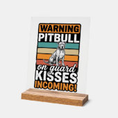 Avertissement Pitbull Bisous à venir Design de chi (Angle)