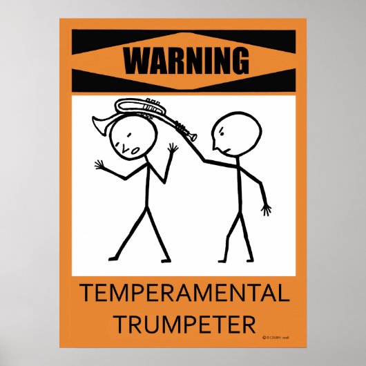 Avertissement Poster de trompette tempéré (Devant)