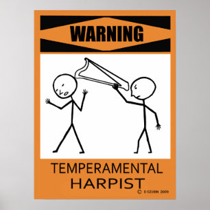 Avertissement Poster d'harpiste tempéré