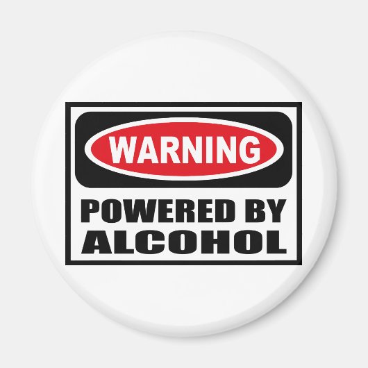 Avertissement POWERED BY ALCOHOL Magnet (Devant)