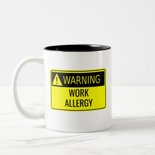 Avertissement Travail Allergie Drôle Mug de café à (Gauche)
