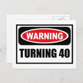 Avertissement TURNING 40 Carte postale (Devant / Derrière)