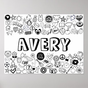 'AVERY' Color-it-Yourself-contourontwerp Poster