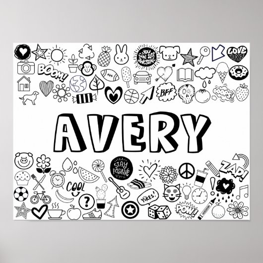 'AVERY' Color-it-Yourself-contourontwerp Poster (Voorkant)