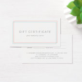 AVERY Coral and Teal Business Gift Certificate (Bureau)